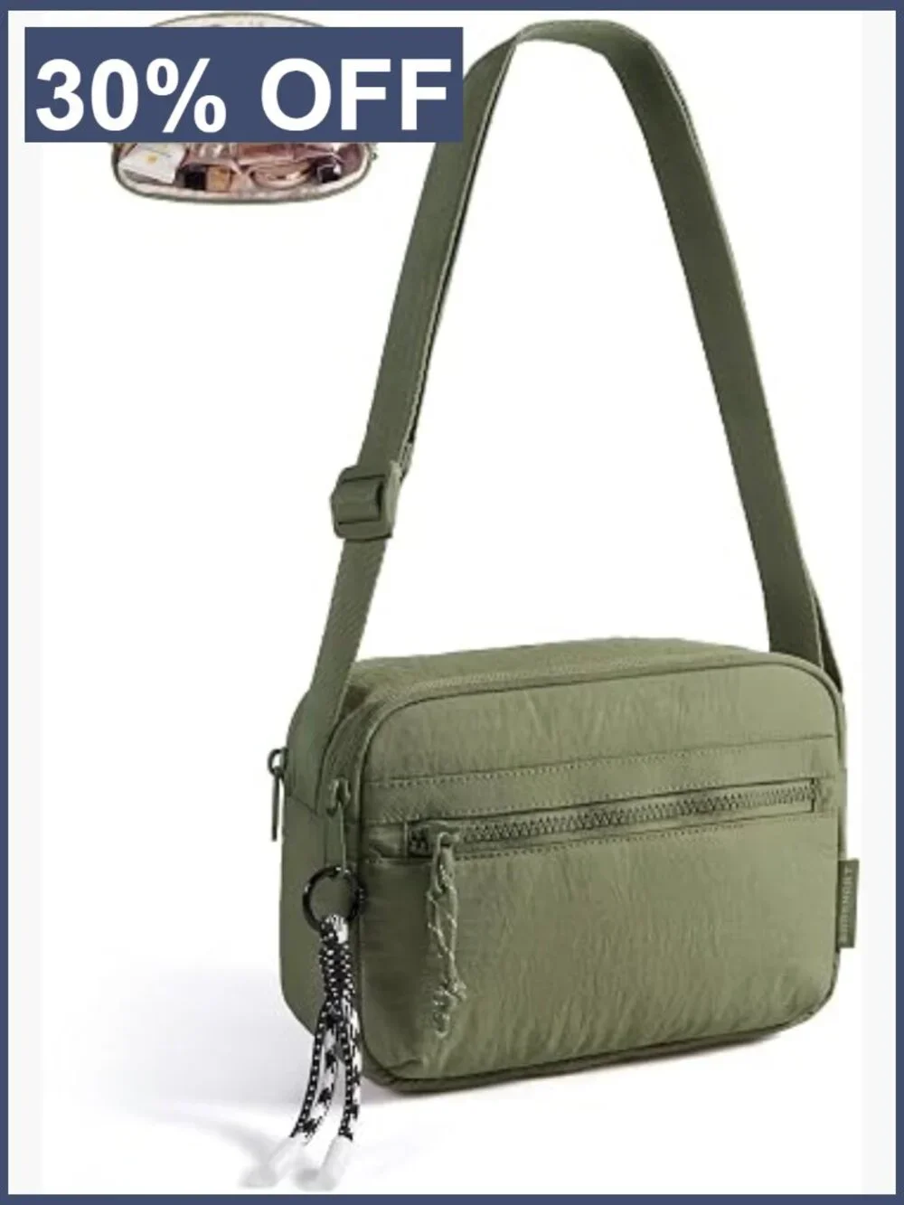 Sling Crossbody Bag Women Water-resistant Nylon Travel Purse Adjustable Strap